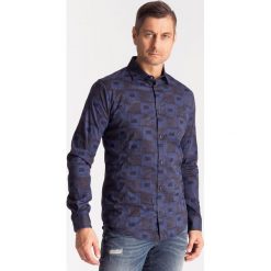 Bawełniana koszula męska ze wzorem szachownicy. Niebieskie koszule męskie Armani Jeans, m, bez wzorów, z bawełny, bez kołnierzyka, bez rękawów. Za 300,00 zł.