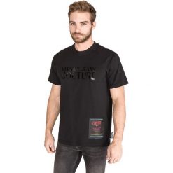 Versace Jeans Couture Koszulka Czarny. Czarne podkoszulki męskie Versace Jeans Couture, m, z nadrukiem, z bawełny, z krótkim rękawem. Za 466,95 zł.