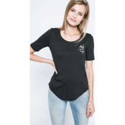 Roxy - Top. Czarne topy damskie marki Roxy, s, z bawełny, z okrągłym kołnierzem. W wyprzedaży za 49,90 zł.