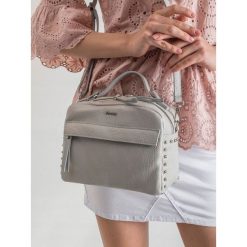 Torebka damska skórzany kuferek Rovicky szary - szary. Szare kuferki damskie ROVICKY, bez wzorów, ze skóry, eleganckie, bez dodatków. Za 179,99 zł.