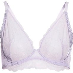 Biustonosz bonprix w kolorze bzu. Fioletowe biustonosze bonprix, w koronkowe wzory, z satyny. Za 32,99 zł.