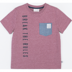 Koszulka. Czerwone t-shirty chłopięce BREAK THE RULES, z aplikacjami, z dzianiny, z długim rękawem. Za 24,90 zł.
