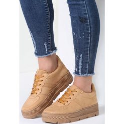 Camelowe Creepersy Riparian Rights. Brązowe buty sportowe damskie vices, na imprezę, bez wzorów, na wysokim obcasie, na platformie, na sznurówki. Za 79,99 zł.