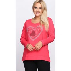 Koralowa Bluzka Awareness. Pomarańczowe bluzki longsleeves Born2be, xl, z aplikacjami, z okrągłym kołnierzem. Za 39,99 zł.