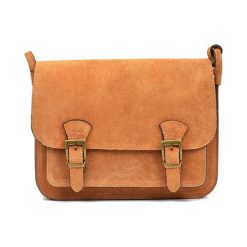 Torebki klasyczne damskie: Skórzana torebka w kolorze jasnobrązowym – (S)21 x (W)26 x (G)8 cm