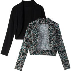 Bolerko (2 szt.) bonprix leo + czarny gładki. Szare swetry dziewczęce bonprix, bez wzorów, bez kołnierzyka, bez rękawów, bez kaptura. Za 33,98 zł.