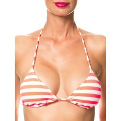 Biustonosz bikini w kolorze jaskrawopomarańczowo-białym. Białe biustonosze z paskami Skiny, w paski, z materiału. W wyprzedaży za 34,95 zł.