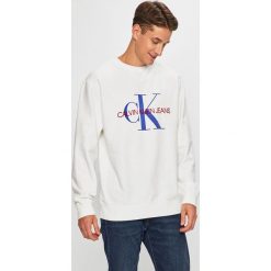 Calvin Klein Jeans - Bluza. Białe bluzy męskie Calvin Klein Jeans, s, bez wzorów, z bawełny, z okrągłym kołnierzem, bez rękawów, bez kaptura. W wyprzedaży za 239,90 zł.