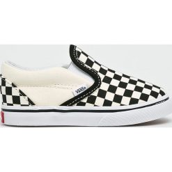 Vans - Tenisówki dziecięce Classic Slip-On. Białe trampki chłopięce Vans, bez wzorów, z materiału, bez zapięcia. Za 139,90 zł.