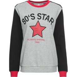 Bluza z nadrukiem bonprix jasnoszaro-czarny. Czarne bluzy damskie bonprix, z nadrukiem, bez rękawów, bez kaptura. Za 59,99 zł.