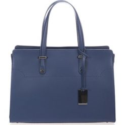 Torebki klasyczne damskie: Skórzana torebka w kolorze niebieskim – 35 x 25 x 15 cm
