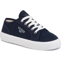 Tenisówki GUESS - Piumo FI6UMO FAB12 0 032. Niebieskie trampki chłopięce Guess, z aplikacjami, z gumy, na sznurówki. W wyprzedaży za 149,00 zł.
