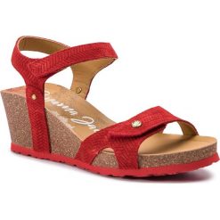 Sandały PANAMA JACK - Julia Menorca B1 Velour Rojo/Red. Czerwone klapki damskie marki Panama Jack, bez wzorów, ze skóry, bez obcasa, na obcasie. Za 429,00 zł.