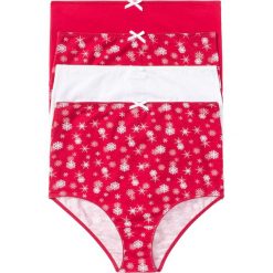 Figi panty z wysoką talią (4 pary) bonprix czerwono-biały z nadrukiem. Czerwone panty damskie bonprix, z nadrukiem. Za 51,96 zł.