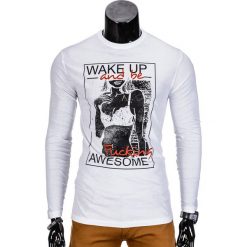 T-shirty męskie: LONGSLEEVE MĘSKI Z NADRUKIEM L98 – BIAŁY