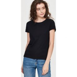 Gładki T-shirt - Czarny. Czarne t-shirty damskie Sinsay, xl, bez wzorów, bez kołnierzyka. Za 19,99 zł.