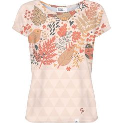 Bluzki damskie: Colour Pleasure Koszulka damska CP-034 254 beżowo-brązowa r. XS/S