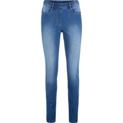Jegginsy z wygodnym paskiem w talii STRAIGHT bonprix niebieski "stone”. Niebieskie jeansy damskie bonprix, bez wzorów, z jeansu. Za 74,99 zł.