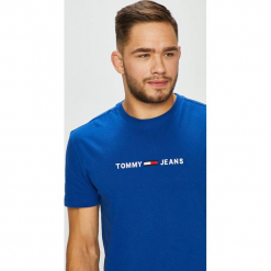 Tommy Jeans - T-shirt/polo DM0DM05125. Niebieskie koszulki polo Tommy Jeans, l, z aplikacjami, z dzianiny. Za 159,90 zł.