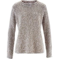 Swetry klasyczne damskie: Sweter bonprix zielony khaki melanż