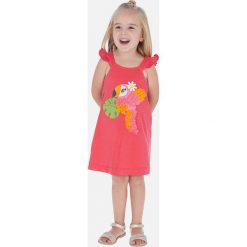 Mayoral - Sukienka dziecięca 92-134 cm. Białe sukienki dziewczęce Mayoral, z aplikacjami, z elastanu, z krótkim rękawem, krótkie, mini, proste. Za 119,90 zł.