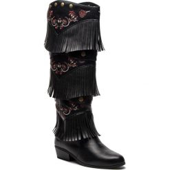 Kozaki DESIGUAL - Shoes Totem Gipsy Patch 18WSTP01 2000. Czarne buty zimowe damskie Desigual, z materiału, na obcasie. Za 599,90 zł.