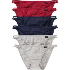 Figi "tanga" (6 par) bonprix jasnoszary melanż + ciemnoniebieski + pomarańczowo-czerwony. Szare majtki damskie bonprix. Za 53,94 zł.