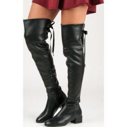 Buty zimowe damskie: Czarne kozaki muszkieterki WILLOW