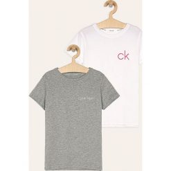 Calvin Klein Underwear - T-shirt dziecięcy 128-176 cm (2 pack). Szare bluzki dziewczęce Calvin Klein Underwear, z nadrukiem, z bawełny, z okrągłym kołnierzem, z krótkim rękawem, krótkie, bez kaptura. Za 129,90 zł.