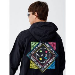 Bluza z popeliny Maui and Sons. Czarne bluzy męskie Pull&Bear, m, bez wzorów, bez kaptura. Za 99,90 zł.