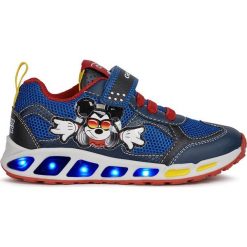Geox - Buty dziecięce. Niebieskie trampki chłopięce Geox, bez wzorów, ze skóry, sportowe, z okrągłym noskiem, bez zapięcia. Za 259,90 zł.