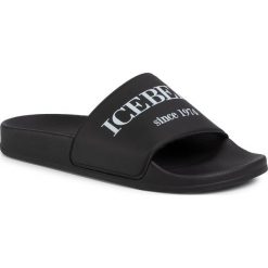 Klapki ICEBERG - 20EID1703 Comb.Nero. Czarne klapki damskie Iceberg, bez wzorów, ze skóry ekologicznej, bez obcasa. W wyprzedaży za 239,00 zł.