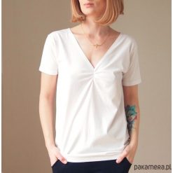 Biała dwustronna bluzka S-XL. Białe bluzki damskie Pakamera, s, bez wzorów, z bawełny, bez kołnierzyka, bez rękawów. Za 65,00 zł.