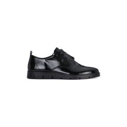 Derby Ecco BELLA BLACK BOHEMIA. Czarne półbuty damskie ecco, bez wzorów, bez obcasa, bez zapięcia. Za 440,09 zł.