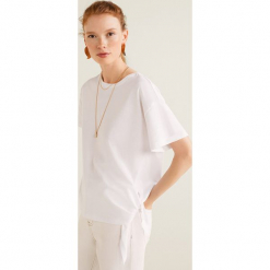 Mango - Top Rufito. Szare topy damskie Mango, l, z bawełny, z okrągłym kołnierzem. Za 35,90 zł.