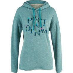 Bluza z nadrukiem bonprix niebieski mineralny melanż. Niebieskie bluzy damskie bonprix, z nadrukiem, bez rękawów, bez kaptura. Za 37,99 zł.