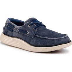 Półbuty SKECHERS - Lorano 65908/NVY Navy. Niebieskie półbuty męskie Skechers, na co dzień, bez wzorów, z tworzywa sztucznego, klasyczne, bez zapięcia. W wyprzedaży za 239,00 zł.