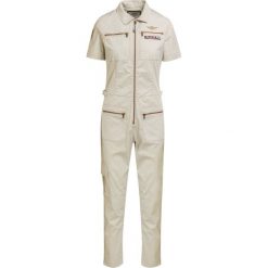 Kombinezon AERONAUTICA MILITARE. Brązowe kombinezony damskie Aeronautica Militare, z aplikacjami, eleganckie, z kontrastowym kołnierzykiem, z krótkim rękawem, krótkie. Za 1680,00 zł.