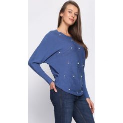 Niebieski Sweter Mental picture. Niebieskie swetry klasyczne damskie marki Born2be, l, z okrągłym kołnierzem. Za 59,99 zł.