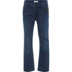 Spodnie "Ryan" - Slim fit - w kolorze niebieskim. Niebieskie spodnie chłopięce marki name it boys, z aplikacjami, ze skóry. W wyprzedaży za 79,95 zł.