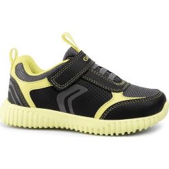 Sneakersy GEOX - J Waviness B. A J946TA 05411 C0802 M Black/Lime. Czarne trampki chłopięce Geox, bez wzorów, ze skóry ekologicznej, na rzepy. W wyprzedaży za 119,00 zł.