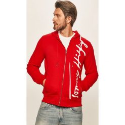 Tommy Hilfiger - Bluza. Czerwone bluzy męskie TOMMY HILFIGER, s, z nadrukiem, z bawełny, z kapturem, bez rękawów, z kapturem. Za 539,90 zł.