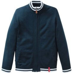 Sweter rozpinany bonprix ciemnoniebieski. Niebieskie swetry chłopięce bonprix, bez wzorów, bez kołnierzyka. Za 64,99 zł.