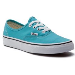 Tenisówki VANS - Authentic VN0A38EM0P51 Scuba Blue/True White. Niebieskie półbuty damskie Vans, bez wzorów, z gumy, bez obcasa, na płaskiej podeszwie, bez zapięcia. Za 279,00 zł.