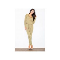 Kombinezon M413 Oliwka. Zielone kombinezony damskie FIGL, m, bez wzorów, z materiału, eleganckie, bez kołnierzyka, z długim rękawem, długie. Za 159,00 zł.