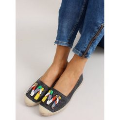 Espadryle damskie czarne DIMAIA. Czarne espadryle damskie FunKee.pl, z aplikacjami, z tkaniny, bez obcasa. Za 75,59 zł.