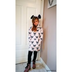 Bluzy dziewczęce: Bluza tunika MOUSE rożowa w buldogi