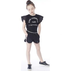 Karl Lagerfeld - Szorty dziecięce 156-162 cm. Czarne spodenki dziewczęce KARL LAGERFELD, z aplikacjami, z bawełny, sportowe. Za 299,90 zł.