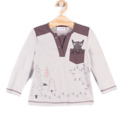 Koszulka. Brązowe t-shirty chłopięce z długim rękawem marki SCENT, z aplikacjami, z elastanu. Za 24,90 zł.