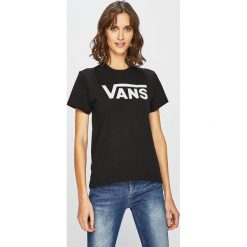 Vans - Top. Czarne topy damskie marki Vans, s, z nadrukiem, z bawełny, z okrągłym kołnierzem. Za 109,90 zł.